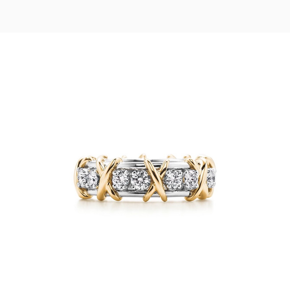 Tiffany & Co. Schlumberger 16 Stone 18K Gold and Platinum Ring Size 5